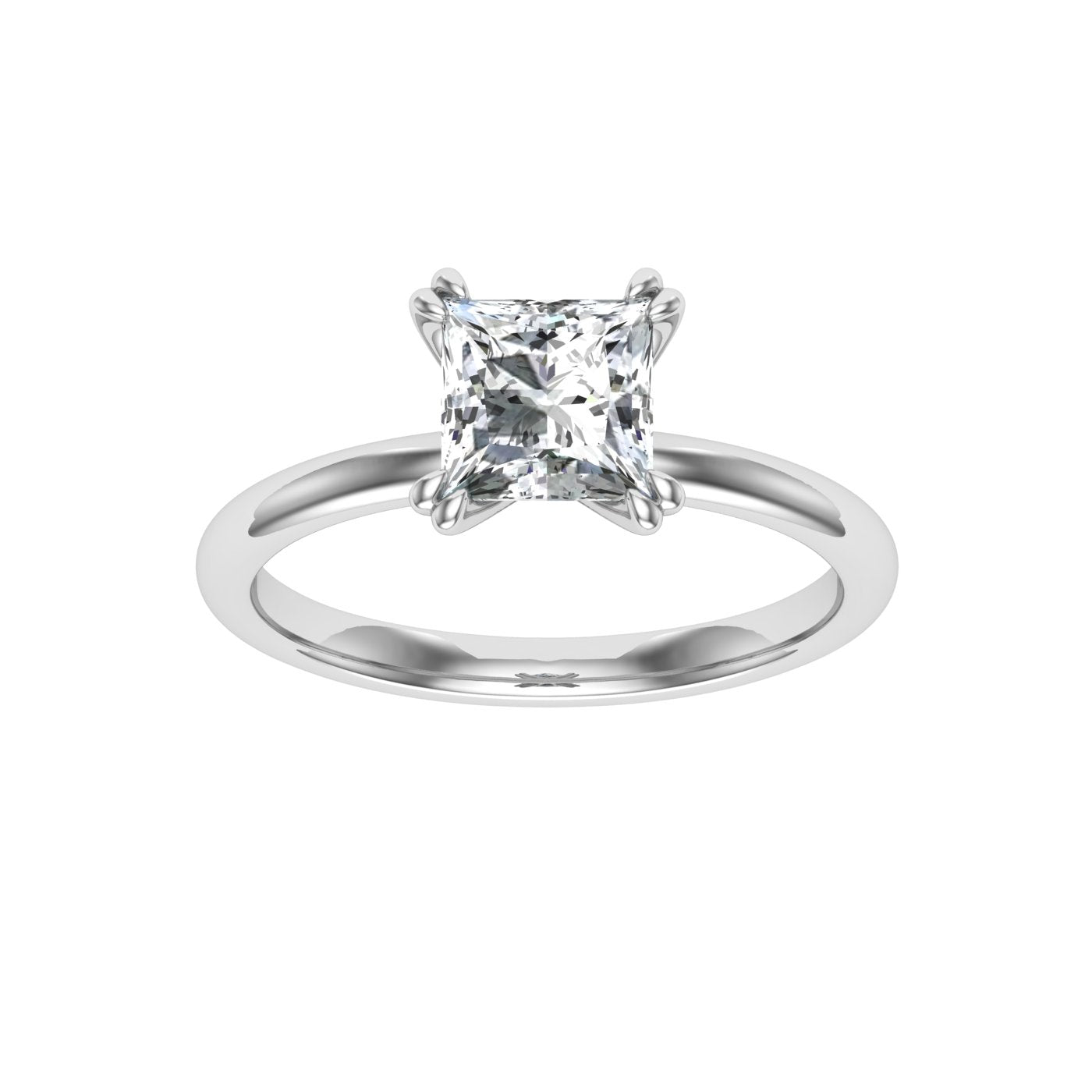 Luminary Princess Cut Solitaire Moissanite Engagement Ring Silver 925